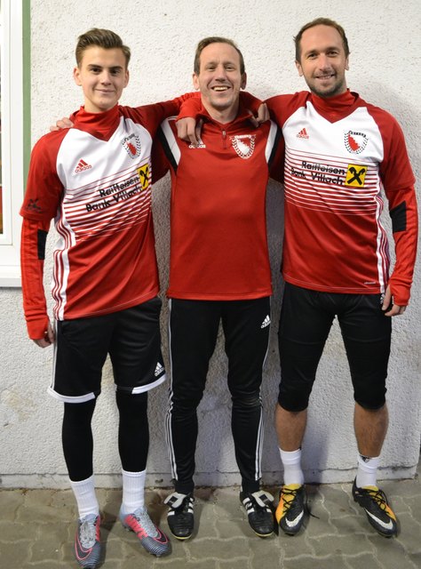 Der zweifache Torschütze im Hinspiel Markus Madritsch, Nötschtrainer Manuel Prettenthaler und Neuzugang Marjan Kropiunik wollen einen Sieg zum Frühjahrsauftakt. | Foto: M. Skina/ATUS Nötsch