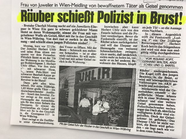 Der Beschuldigte des Überfalls bzw. Geständige der Erpressung wurde bereits im Jahr 1995 wegen der Geiselnahme eines Juwelier-Ehepaars zu einer Haft verurteilt. | Foto: LKA