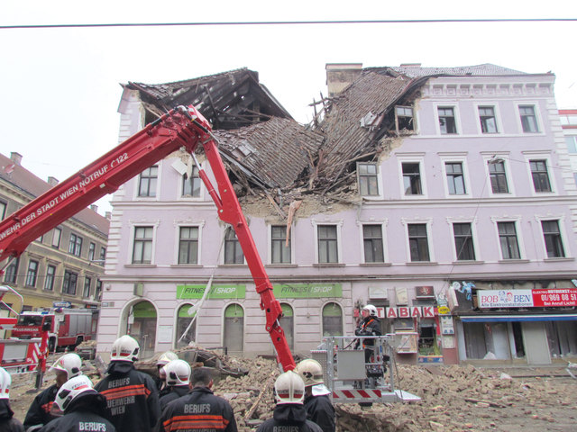 Am 26. April 2014 explodierte ein Teil des Hauses Mariahilfer Straße 182 aufgrund einer manipulierten Gasleitung. | Foto: Krause