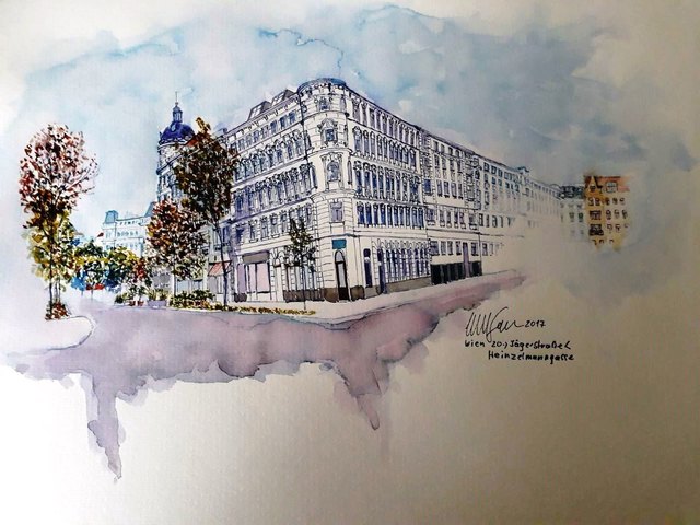 Aquarell von Helmut Sailer: Jägerstraße / Heinzelmanngasse | Foto: Helmut Sailer
