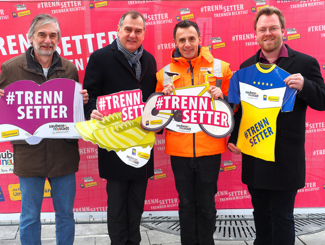 V.l.n.r.: Ing. Peter Hirsch (wnsks-Abfallwirtschaft), Landtagsabgeordneter Stadtrat DI Franz Dinhobl, Abfallberater Manfred Seidl (wnsks-Abfallwirtschaft) und Umweltgemeinderat Ing. Robert Pfisterer.