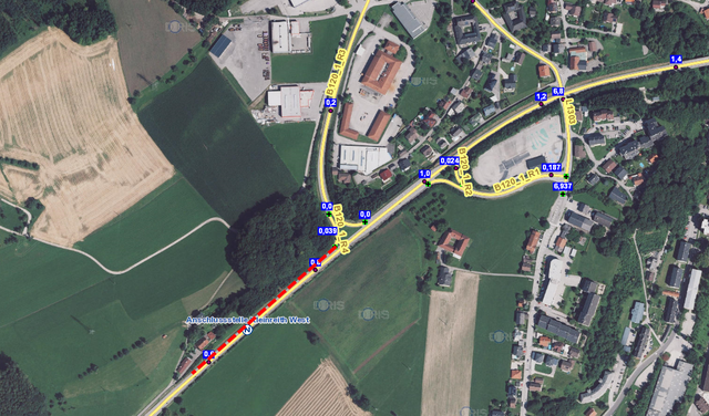 Errichtung des Beschleunigungsstreifens Kleinreith West auf der B120 in Gmunden.