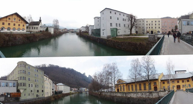 Die Brücke zur Pernerinsel in Hallein bietet herrliche Ausblicke