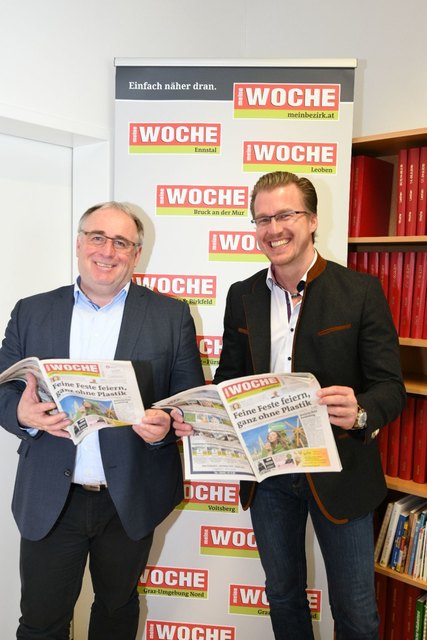 WOCHE-Leser: Regionalgeschäftsführer Wolfgang Kuhelnik mit Landesgeschäftsführer Oliver Wieser (v.l.). | Foto: SPÖ/Patrick Neves