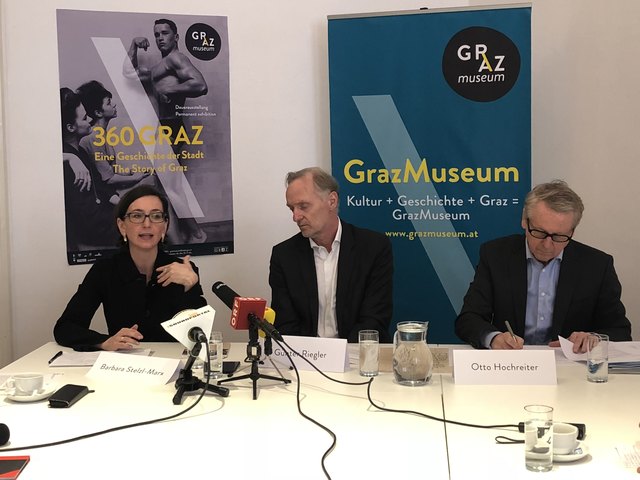 Programmpräsentation: Barbara Stelzl-Marx, Günter Riegler und Otto Hochreiter (v. l.) | Foto: KK