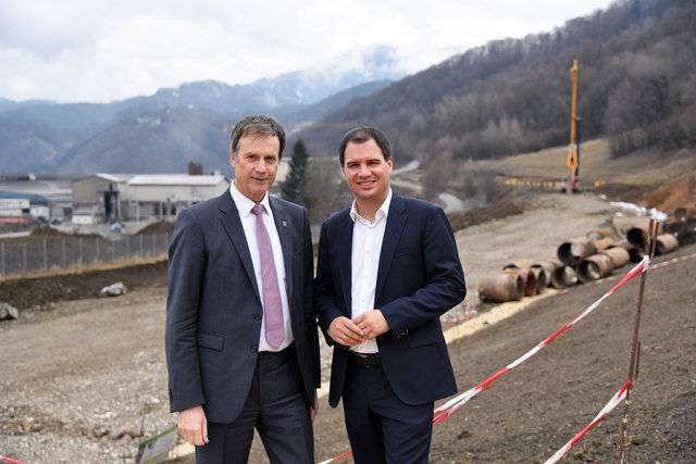 Lokalaugenschein: Bürgermeister Fritz Kratzer (Kapfenberg), LH-Vize Michael Schickhofer