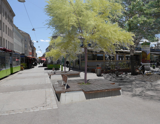 Neue Bänke und Bäume bei der Brunnengasse sollen zum Verweilen einladen. | Foto: BV16