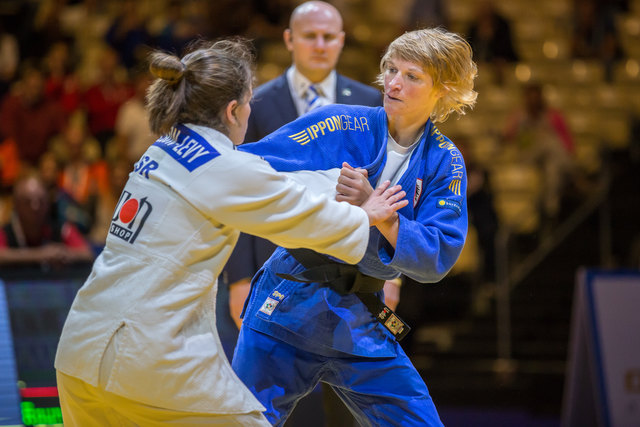 Sabrina Filzmoser (rechts) verfehlte bei der Judo-EM in Tel Aviv knapp die Bronzemedaille. | Foto: ÖJV/Oliver Sellner