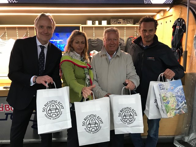 Stadtrat Günter Riegler, WKO Obfrau Sabine Wendlinger-Slanina, Erwin Sacher und Heimo Maieritsch