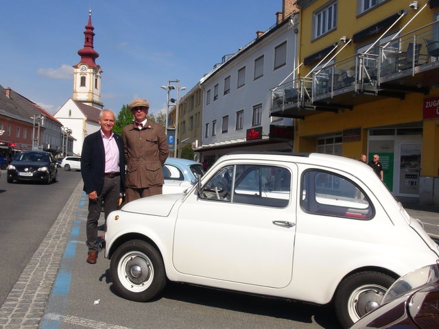 Bgm. Helmut Leitenberger und LOC-Obmann Heimo Aldrian sorgten in Leibnitz für einen herzlichen Empfang für die Teilnehmer der Südsteiermark Classic 2018.