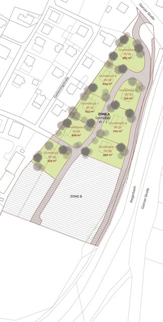 Lageplan der zu erwerbenden Baugrundstücke