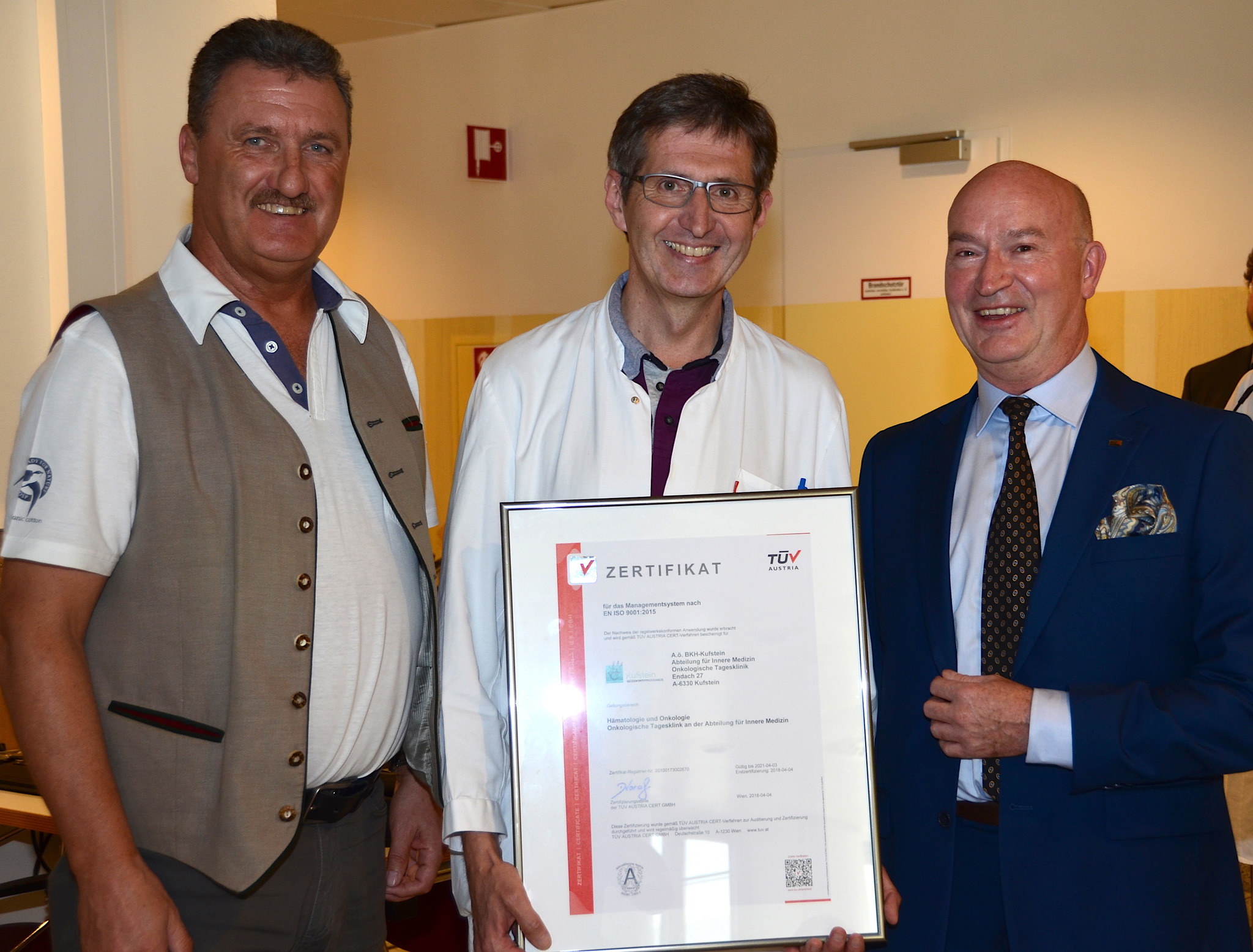 Zertifizierung für Hämatologie und Onkologie am BKH Kufstein Kufstein