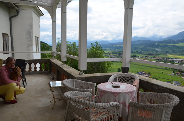 Blick von der Terrasse ins Drautal