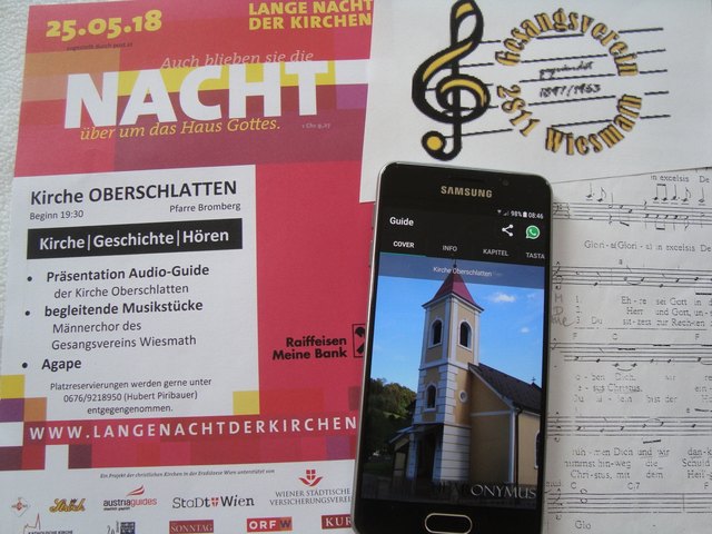 Im Rahmen der „Langen Nacht der Kirchen“ wird in Oberschlatten der neue „smarte“ Audio-Guide präsentiert. Musikalisch wird die „Lange Nacht“ vom Männerchor des Gesangsvereins Wiesmath gestaltet. Die Organisatoren und Mitwirkenden freuen sich auf Ihren Besuch in Oberschlatten!
Fotocredit: Martina Piribauer; Foto frei zum Abdruck.