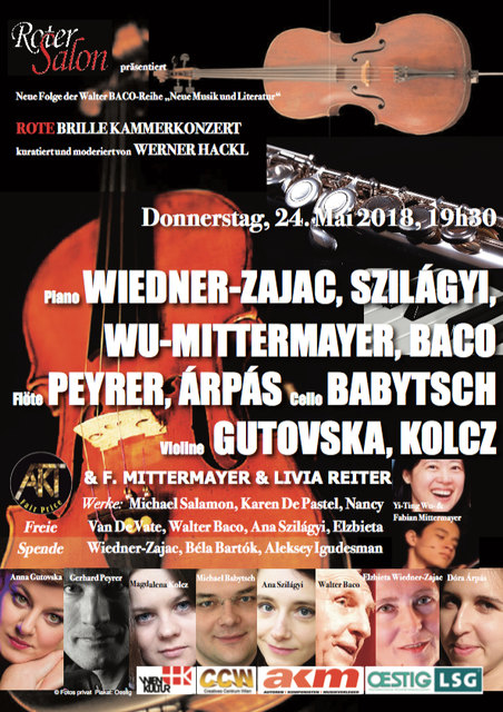 Erfolgreicher Dauerbrenner in Roten Salon: dieses Mal ist die Neue Musik "romantisch" und "volkstümlich" © Fotos: privat, Plakat: OESTIG