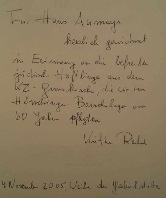 Recheis Käthe Widmung in Buch 9.11. 2005