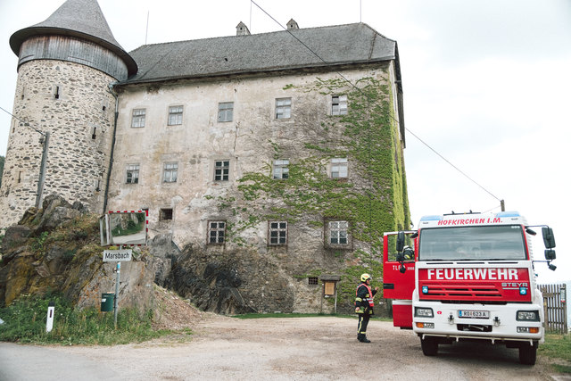 Feuerwehrübung, Schloss Marsbach, Mai 2018
