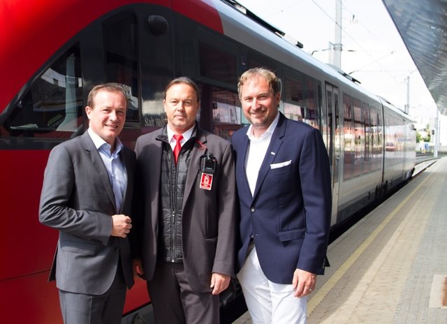 Mehr Sicherheit durch Bodycams: v.l.n.r.: Landesrat Kärnten Ulrich Zafoschnig, ÖBB Zugbegleiter Fritz Michael, ÖBB Regionalmanager Reinhold Wallner | Foto: ÖBB/Hofer