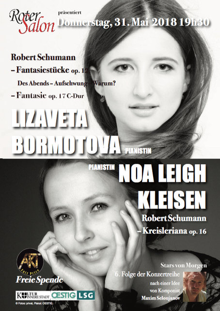 Schumann erfordert Zärtlichkeit und Leidenschaft beim Spielen: Bormotova und Kleisen haben beides. © Fotos: privat, Plakat: OESTIG