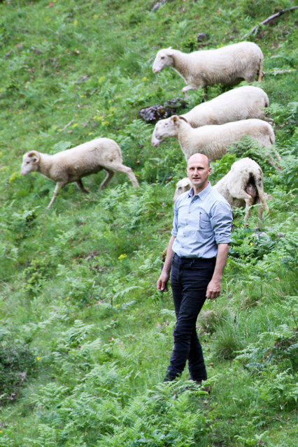 Wolfsbeauftragter des Landes Salzburg, Hubert Stock, mit seinen Schafen in Werfen Tenneck.