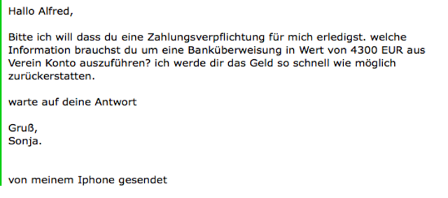 Dieses Mail hat der Hacker an Riedl gesendet. | Foto: Screenshot: Zeiler