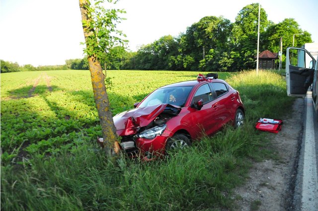 Himberg: Der Lenker kam von der Fahrbahn ab und krachte gegen einen Baum. | Foto: Feuerwehr Himberg