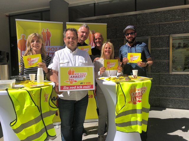 ÖGB Landesfrauensekretärin Daniela Meichtry, BR Stefan Zaggl, Kammerrat Stefan Scherl, Regionalsekretär Roland Graswander, MEP Karoline Graswander-Hainz, Regionalsekretär Steffan Feneberg (v.l.). | Foto: ÖGB Tiroler Oberland