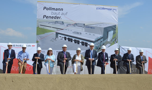 Spatenstich für das neue Pollmann Werk in Vitis mit LR Petra Bohuslav, Christian Moser von Wirtschaftskammer NÖ, Bürgermeisterin von Vitis Anette Töpfl, Dietmar Eder von Peneder, sowie Markus und Robert Pollmann, Herbert Auer, Christian Schreiberhuber, Winfried Rossmann, Manfred Jäger und Christopher Brinnich. | Foto: Stocklasser