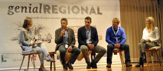 Moderatorin Katie Tropper, Johann Misslinger, Michael Wurzrainer, Leo Trixl und Maria Fanninger (v. li.).