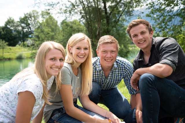 das Gewinnerteam aus Berndorf des Landesentscheides 4er-Cup (v.l.n.r.) Verena Moser, Katharina Huber, Florian Grundtner und Thomas Kreiseder