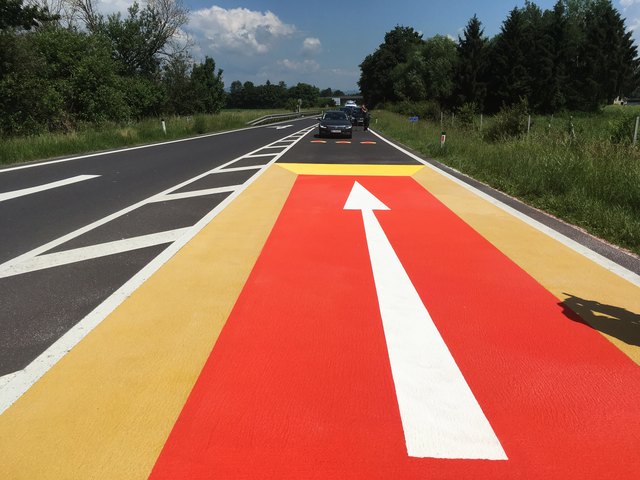 Die neue Markierung ist unter anderem auch in Fohnsdorf zu sehen. Foto: Asfinag