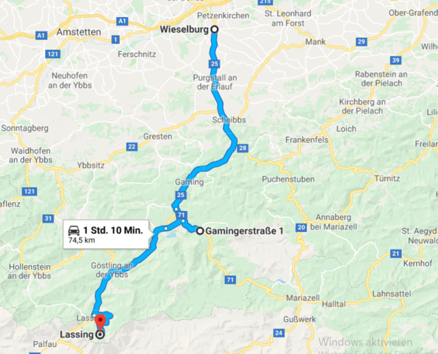 Der Weg führte uns von Wieselburg bis nach Lassing.