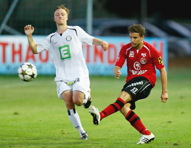 Das Duell A. Fischer (l.) gegen T. Miedl gabs nicht nur in der Relegation, sondern bereits vor fünf Jahren in der Regionalliga.