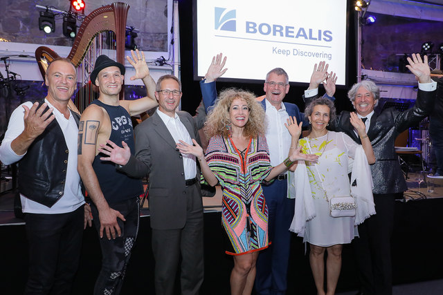 Richi Koch, Drew Sarich, neuer Borealis CEO Alfred Richi Koch, Drew Sarich, Alfred Stern, Sandra Pires, Mark Garrett, Frau Garrett, Russel McGregor