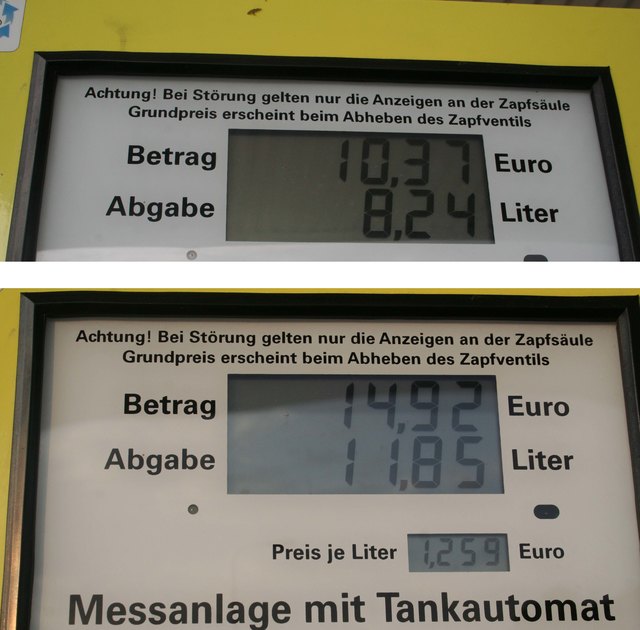 Ohne Spar-Fahrt wurde 3,61 Liter mehr Benzin verbraucht.