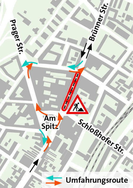 Hier ist die Brünner Straße bis September gesperrt.
