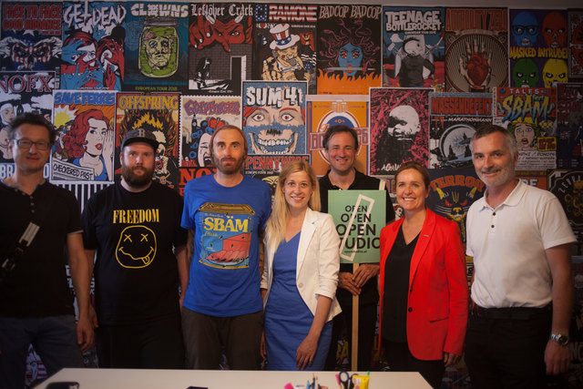 Bernhard Seeber (Aufsichtsratsmitglied Creative Region), Martin Atteneder (Sbäm), Stefan Beham (Sbäm), StRin Doris Lang-Mayerhofer, Patrick Bartos (GF Creative Region), Angelika Sery-Froschauer (Vizepräsidentin WKOÖ), Thomas Denk (Bezirksstellenleiter WKOÖ) | Foto: Tessi Lehner