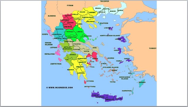 Übersicht der griechischen Landesteile.