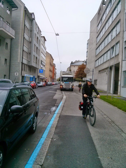 Die Schubertstraße ist die wichtigste Nord-Süd-Route für Radfahrer in Linz.