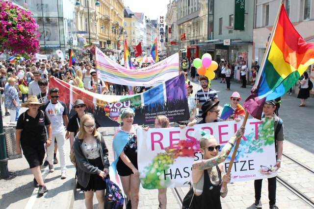 Jede*r kann teilnehmen, wie sie*er es möchte: mit Sprechchören, Fahnen, Tafeln und Transparenten oder bunten Kostümen, Tanz, Musik und Performances. | Foto: Hosi Linz