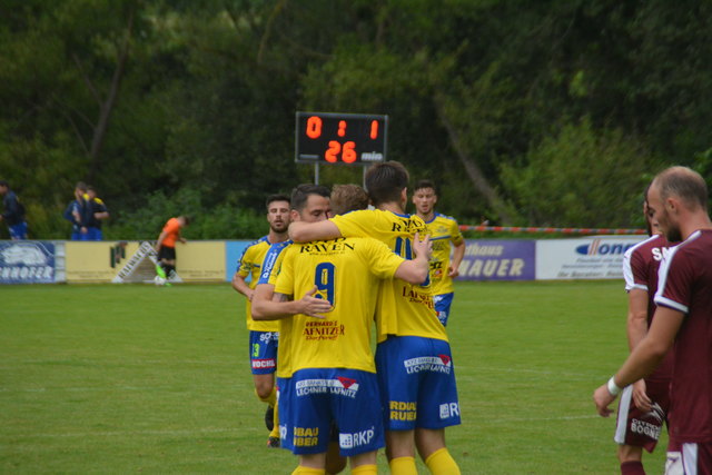 Die Lafnitzer durften sich über drei Tore freuen - hier nach dem Ausgleich zum 1:1.