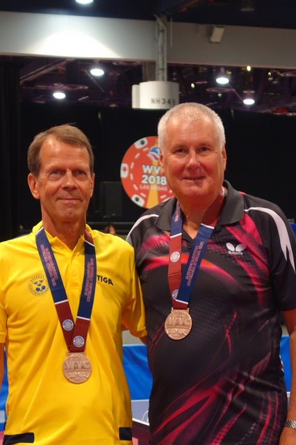 WM-Bronze: Reinhard Sorger (re.) mit seinem schwedischen Doppelpartner Roger Sundqist. | Foto: SVL