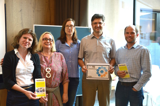 Von links: Susanne Felzmann (Prjektmitarbeit Chefansage), Andrea Starzer (Gesellschafterin ProMasters), Christine Widmoser (ISG Personalmanagement Tirol), Sebastian Widmoser(ISG Personalmanagement Tirol), Stefan Niedermoser (GF Regionalmanagement regio³)