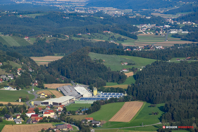 Blick von der Aussichtsplattform Buchenberg über die Ortsteile Wernersdorf, Vordersdorf, Altenmarkt und Wies.