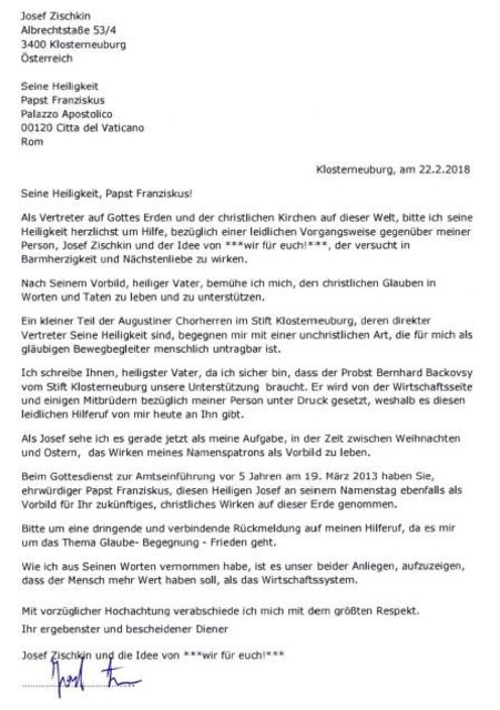Hilferuf unter anderem an Papst Franziskus