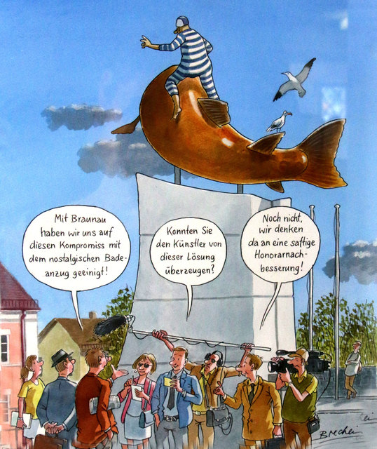 Unter den gezeigten Cartoons waren auch Grafiken über den Aenus.