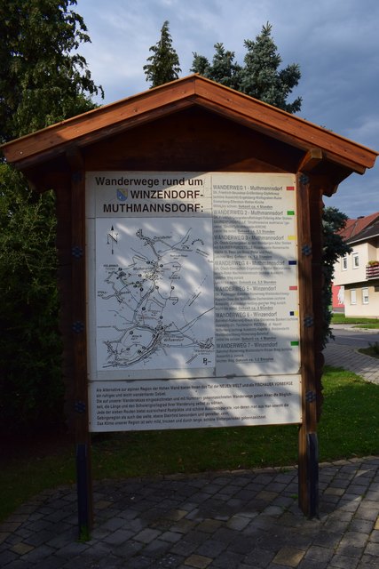 Übersichtstafel Wanderwege am Hauptplatz Muthmannsdorf