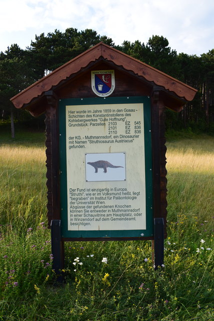 Informationstafel Dinosaurierfundstelle in Muthmannsdorf