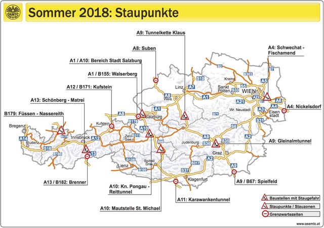 Hier sind mögliche Staupunkte im Sommerverkehr. | Foto: ÖAMTC