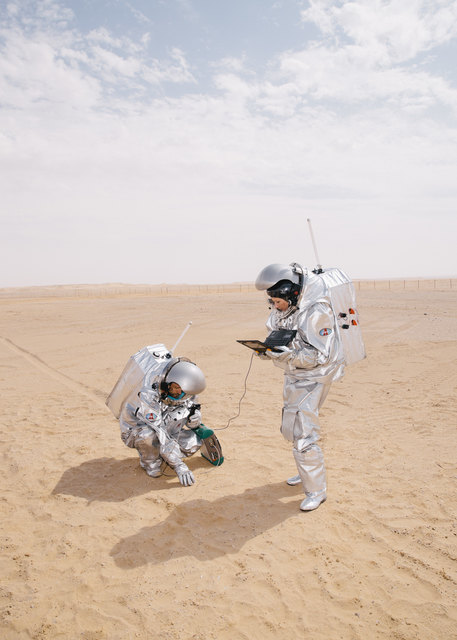 Aouda Raumanzug Simulatoren bei ÖWF-Mars Simulation im Oman, Februar 2018 | Foto: ÖWF (Florian Voggeneder)